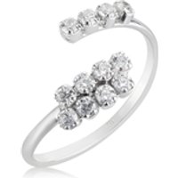 Argento Silver Crystal Open Bar Ring - Silver