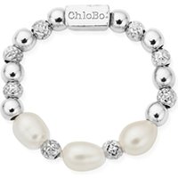 ChloBo Silver Triple Sparkle Pearl Ring in Large - Silver