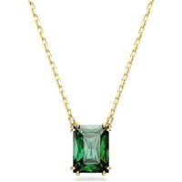 Swarovski Matrix Gold Rectangular Cut Green Pendant Necklace - 45cm