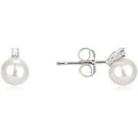 Argento Silver Petite CZ Pearl Stud Earrings - Silver