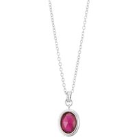 Argento Silver Ruby Oval Pendant Necklace - 42cm