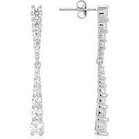 Argento Silver Drop Crystal Tennis Earrings - Silver