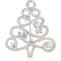 August Woods Silver Sparkle Christmas Tree Brooch - Silver