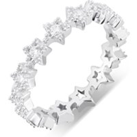 Argento Silver CZ Star Band Ring - 50