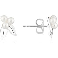 Karma Silver Pearl Berries Stud Earrings - Silver