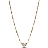 Pandora Gold Triple Stone Heart Collier Necklace