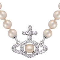 Vivienne Westwood Olympia Pearl Strand Silver Tone Necklace - Silver