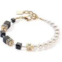 Coeur De Lion Gold Pearl and Onyx GeoCube Bracelet - Silver