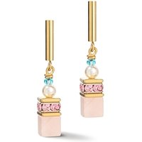 Coeur De Lion Gold Tone Pearl and Pastels Cubed Earrings - Gold
