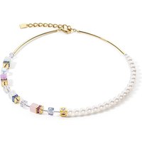 Coeur De Lion Gold Tone Pearl and Pastels Cubed Necklace - 42cm