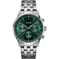 CLUSE Silver Antheor Multifunction Green Dial Watch - Silver
