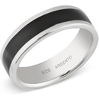 Argento Silver Mens Black Band Ring - Ring Size 62 Silver