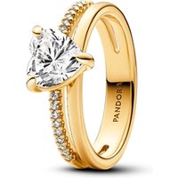 Pandora Gold Double Band Heart Ring - 56 Pandora Ring