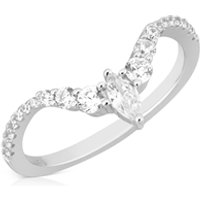 Argento Silver CZ Wish Bone Ring - 60