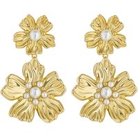 Ted Baker Petaria Gold Pearl Painted Petal Drop Earrings - Gold