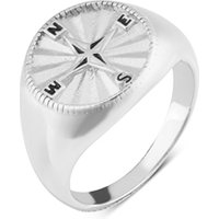 Argento Silver Mens Compass Signet Ring - 64