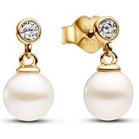 Pandora Treated Freshwater Cultured Pearl and Stone Gold Drop Earrings