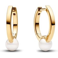 Pandora Treated Freshwater Cultured Pearl Gold Hoop Earrings