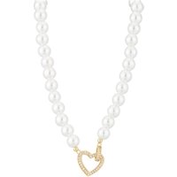 August Woods Gold Pearl Linked Heart Necklace - Gold