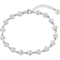 Argento Silver Crystal Bridal Statement Bracelet - 16cm