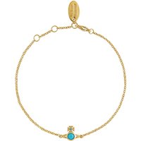 Vivienne Westwood Gold Turquoise Crystal London Orb Bracelet - 17cm