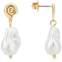 August Woods Gold Shell Pearl Drop Earrings - Gold