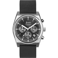 Accurist Mens Origin Chronograph Black Leather Watch - Silver