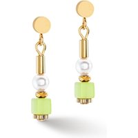 Coeur De Lion Gold Green Pearl Petite Cubes Earrings - Gold