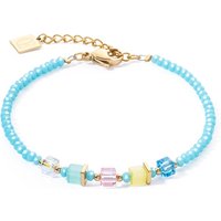Coeur De Lion Gold Turquoise Crystal Petite Cubes Bracelet - Gold