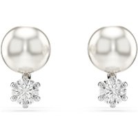 Swarovski Matrix Rhodium Plated Crystal Pearl Stud Earrings