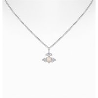 Vivienne Westwood Silver Fedora Pearl Crystal Orb Necklace