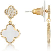 August Woods Gold Mother of Pearl Clover Drop Earrings - Gold