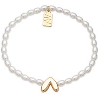 August Woods Gold Pearl Stretch Heart Bracelet - Gold