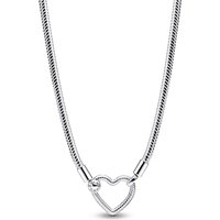 Pandora Silver Heart Closure Snake Chain Necklace