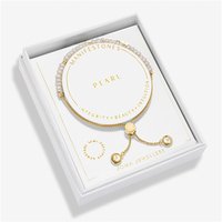 Joma Boxed Gold Plated Manifestones Stone Pearl Slider Bracelet - Gold