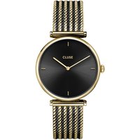 CLUSE Gold Black Triomphe Mesh Watch - Gold