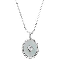 Argento Silver Mother of Pearl Oval Pendant Necklace - Silver