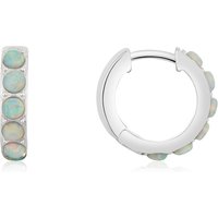 Argento Silver Opal Hoop Earrings - Silver