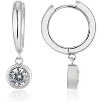 August Woods Silver Crystal Bezel Hoop Earrings - Silver