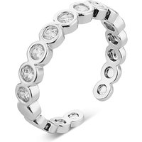 August Woods Silver Crystal Bezel Adjustable Ring - Silver