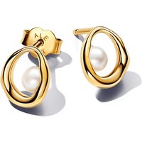 Pandora Organically Shaped Oval and Treated Freshwater Cultured Pearl Stud Earrings