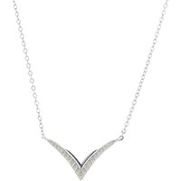 Argento Silver V Shape Crystal Necklace