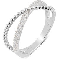 Argento Silver Crisscross Beaded Ring - 52