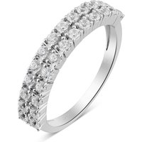 Argento Silver Double Crystal Band Ring - 56