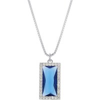 August Woods Silver Sapphire Baguette Cut Statement Necklace - Silver