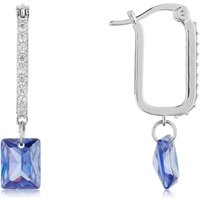 August Woods Silver Sapphire Crystal Hoop Earrings - Silver