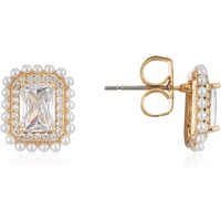 August Woods Gold Rectangle Crystal Stud Earrings - Gold