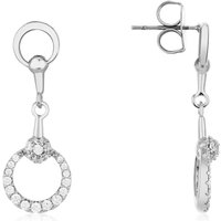 August Woods Silver Circle Crystal Link Drop Earrings - Silver