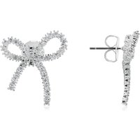 August Woods Silver Crystal Sparkle Bow Stud Earrings - Silver