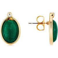 August Woods Gold and Green Oval Crystal Stud Earrings - Gold